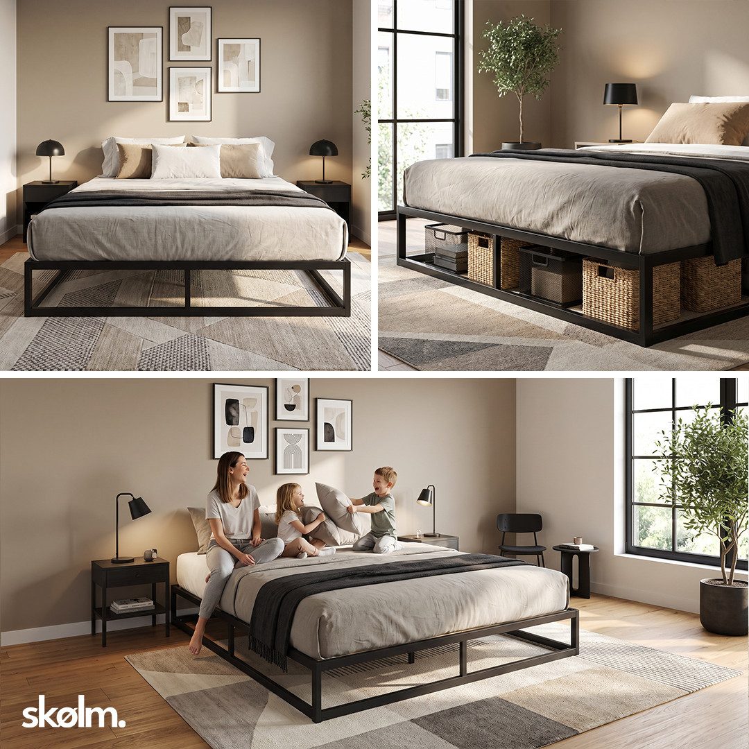 skølm Bettgestell Bragi inkl. Lattenrost (25 cm hoch), Metallbett 160x200 cm, auch verfügbar in 120/140/180x200 – Bild 4 von 5
