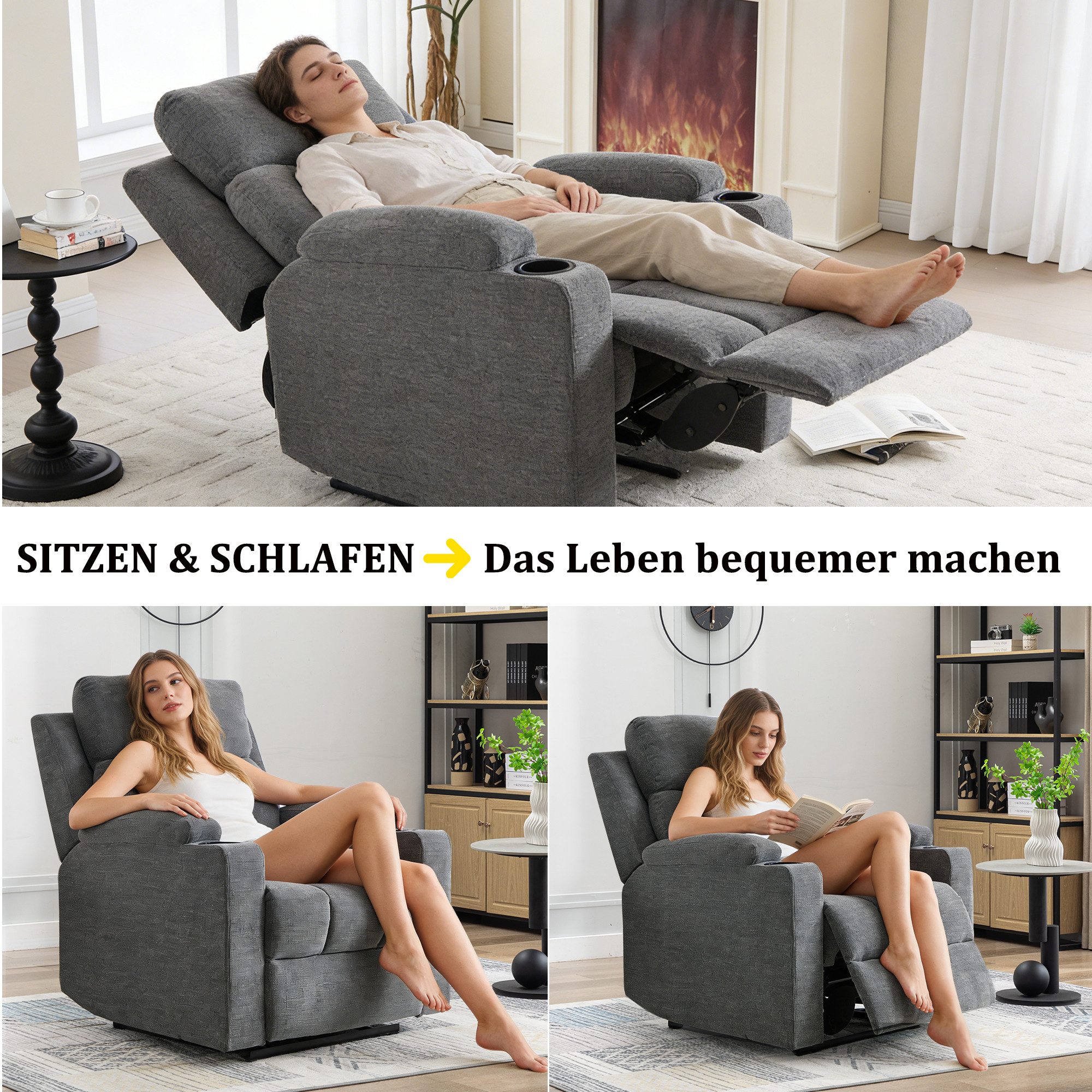 CANMOV Relaxsessel Canmov Fernsehsessel mit Liegefunktion,TV Sessel, Ruhesessel (2-St), Manueller Relaxsessel mit Verstellbarer Rückenlehne und Fußstütze – Bild 5 von 5