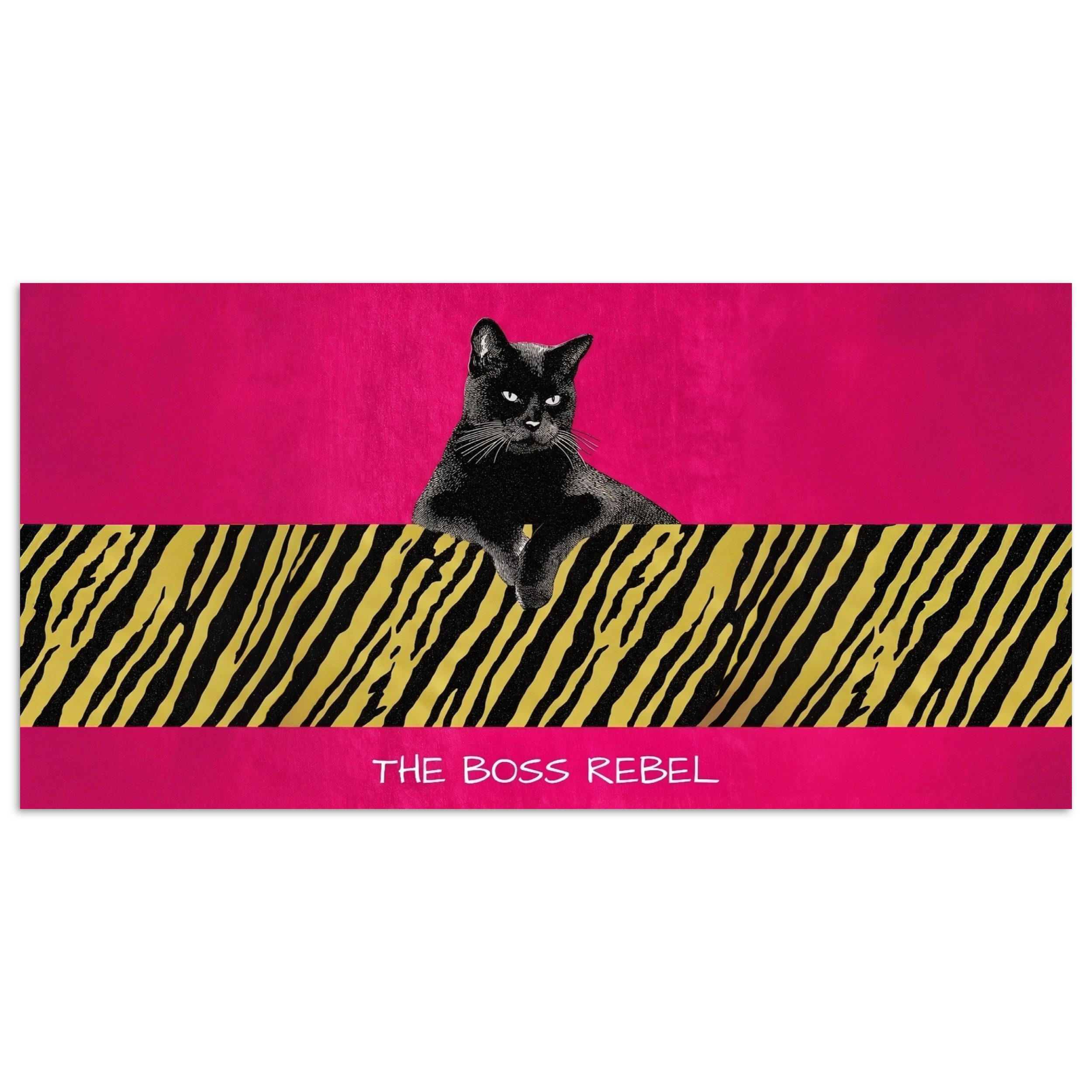 MuchoWow Poster Katze - Boss - Rosa - Tigerdruck, (1 St), Bild für Wohnzimmer, Wandposter ohne Rahmen, Wanddeko, 120x60 cm