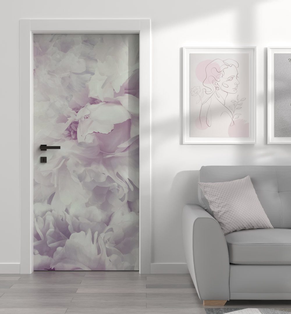 MyMaxxi Dekorationsfolie Türtapete Türposter Türfolie selbstklebend Blüten lila Türaufkleber, (Blüten lila, 1St.}, Klebefolie Tür aufgerollt), Selbstklebend