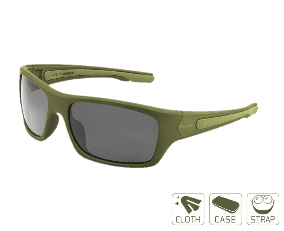 Delphin.sk Sonnenbrille Polarisationsbrille SG in Brille matten Tuch für einem gehalten, COMBO Jäger, Sonnenbrille Outdoor ideal und Angler, (Spar-Set) mit Etui, Grün Band