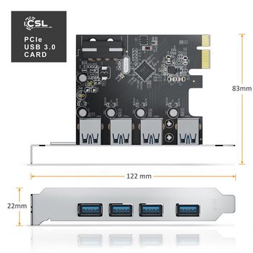 CSL USB-Adapter, 4 Port USB 3.0 PCI Express Controllerkarte, 4 Schnittstellen, USB Hub