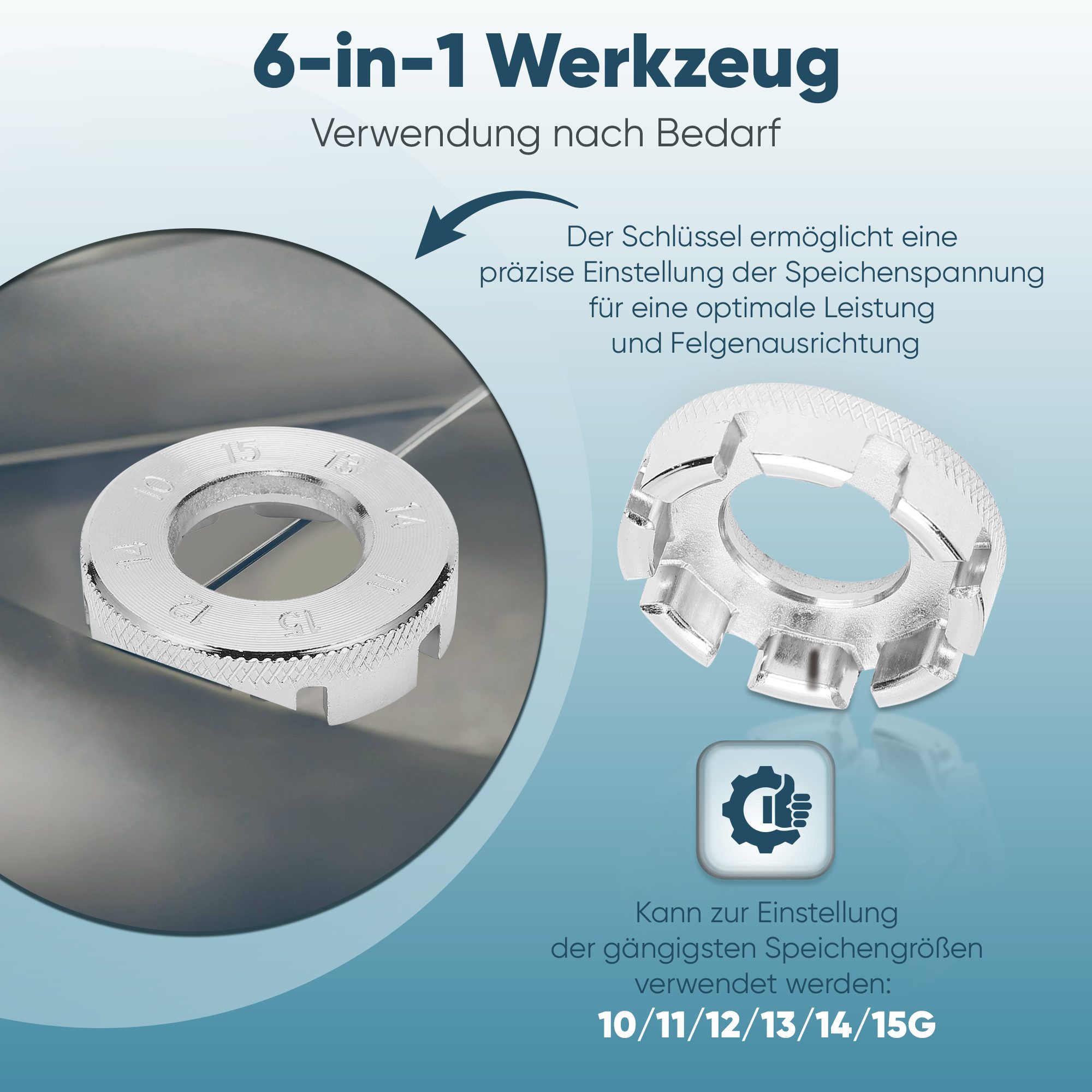 Optio Cylce Fahrradwerkzeugset Optio Cycle Fahrradspeichen Spanner - Speichenschlüssel, (6-tlg)