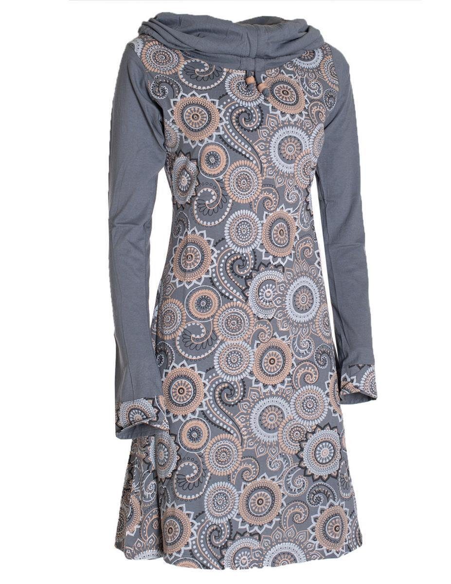Vishes Jerseykleid Langarm Kleid Schal-Kleid Winterkleider Baumwollkleid Hippie, Goa, Ethno Style – Bild 4 von 5