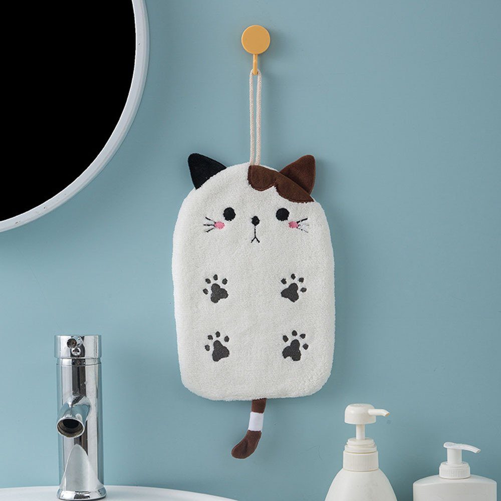 In Set Mikrofaser-Handtuch Zum Handtuch Katzenform white Aufhängen, Lichtecht Hübsches Blusmart