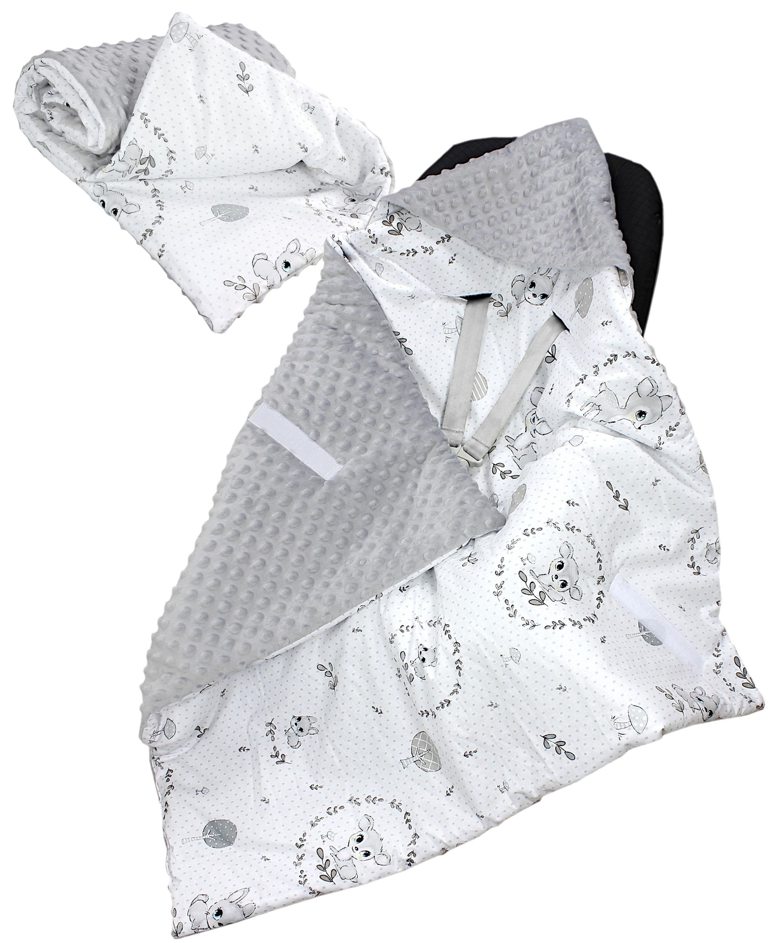 Einschlagdecke 2er SET Baby Einschlagdecke 85x85 für Autositz Babyschale Decke Minky