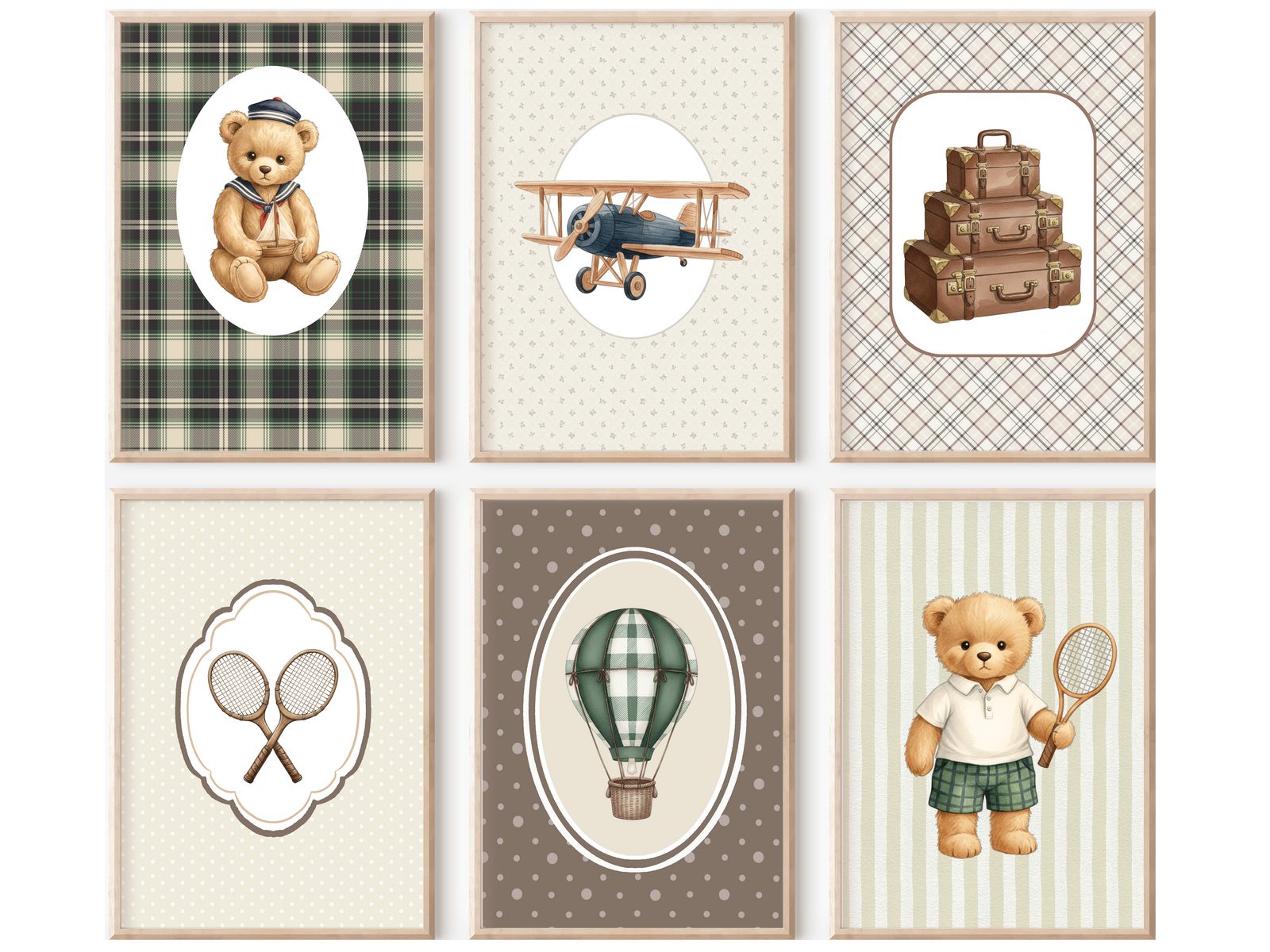 homestyle-accessoires Poster Kinderzimmer Bilderwand 6erSet Bilderset Babyzimmer TEDDYBÄR, - Ohne Bilderrahmen - Sorgfältige & sichere Verpackung