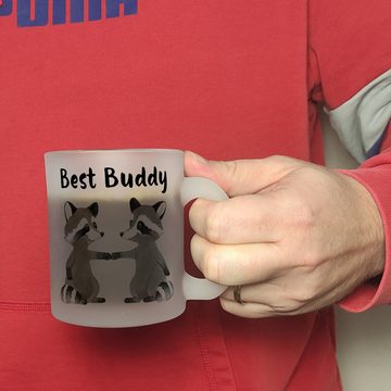 speecheese Tasse Waschbär Bruder und Kumpel Glas Tasse mit Spruch Best Buddy