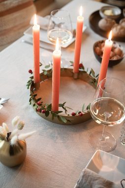 LaLe Living Adventskranz »Ring-Kerzenständer "Onyx" in Schwarz und Gold matt, Ø25x4cm«, Weihnachtsdeko für 4 Kerzen aus Eisen