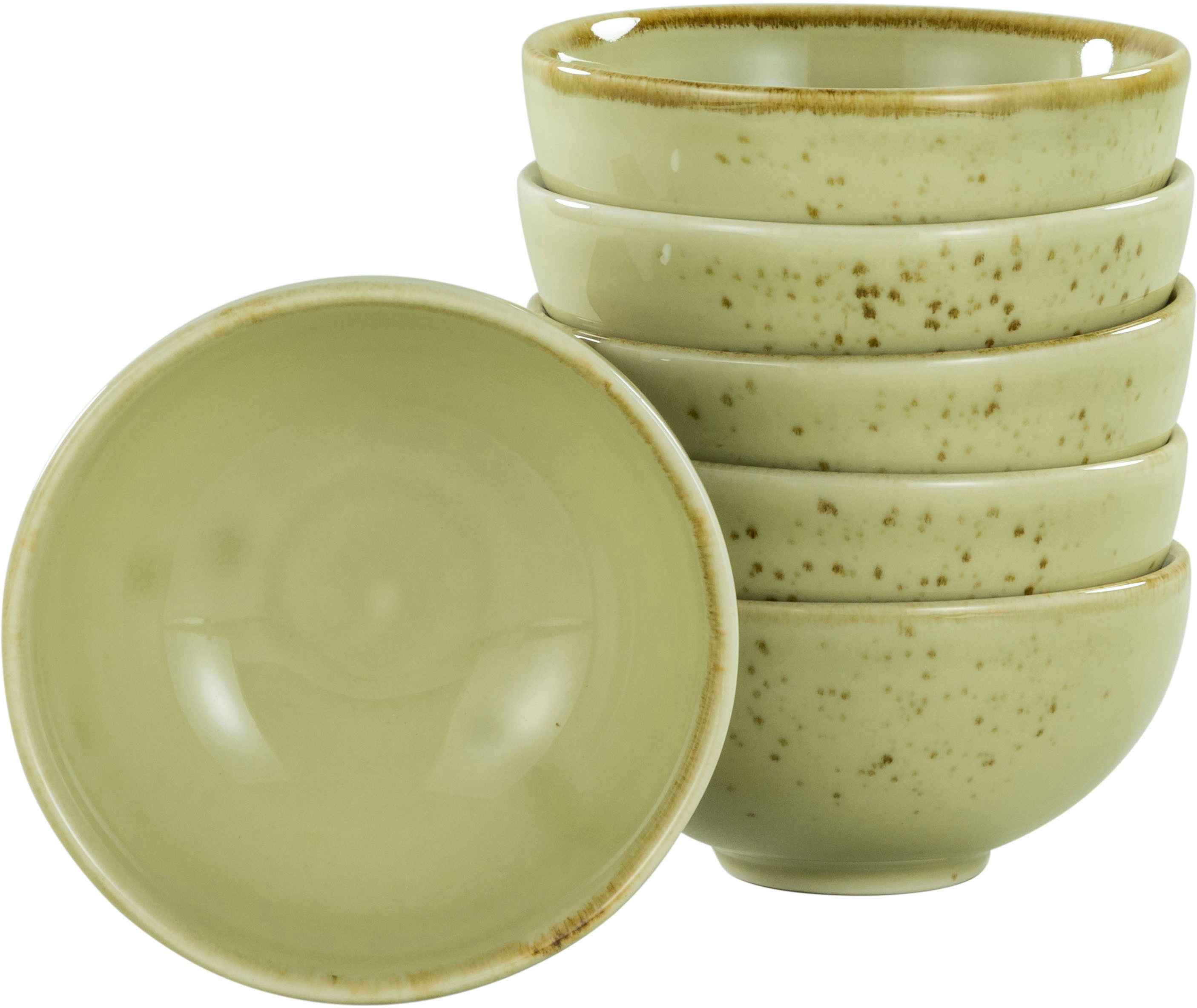 CreaTable Dipschale NATURE COLLECTION, Steinzeug, (Set, 6-tlg), Snackschale, Ø 11,5 cm