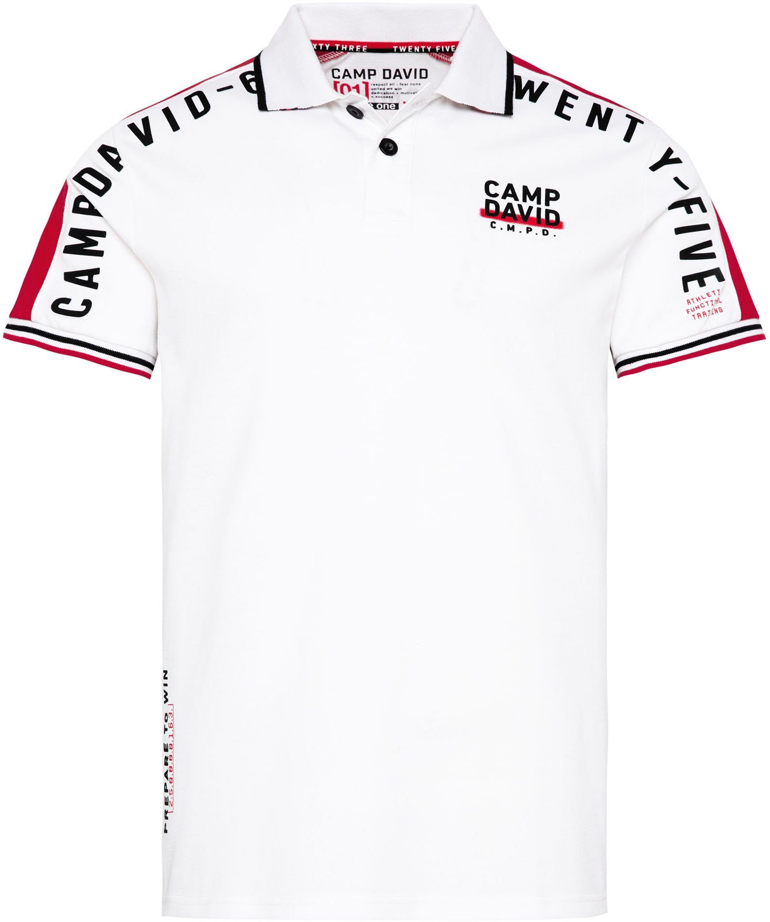 Rubber Rückseite und Prints Poloshirt auf DAVID CAMP Ärmeln, mit Vorder- opticwhite