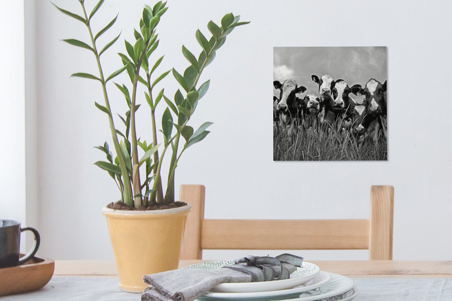 OneMillionCanvasses® Herde Leinwand Friesenkühen Himmel Wohnzimmer weiß, St), Grauer schwarz für bunt (1 von Bilder einer Schlafzimmer - über und Leinwandbild