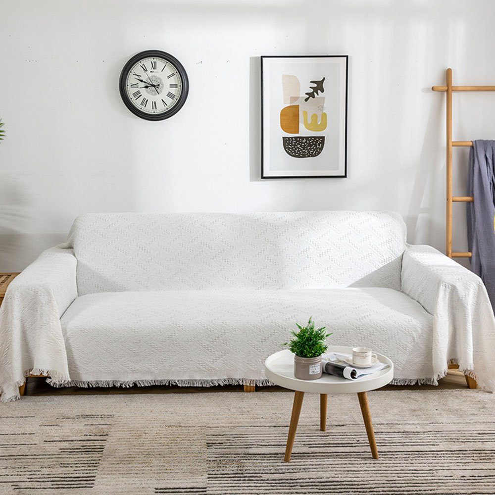 180*300cm FELIXLEO Sofaüberwurf Vielseitige dekorativen Sofaschoner mit Quasten Decke