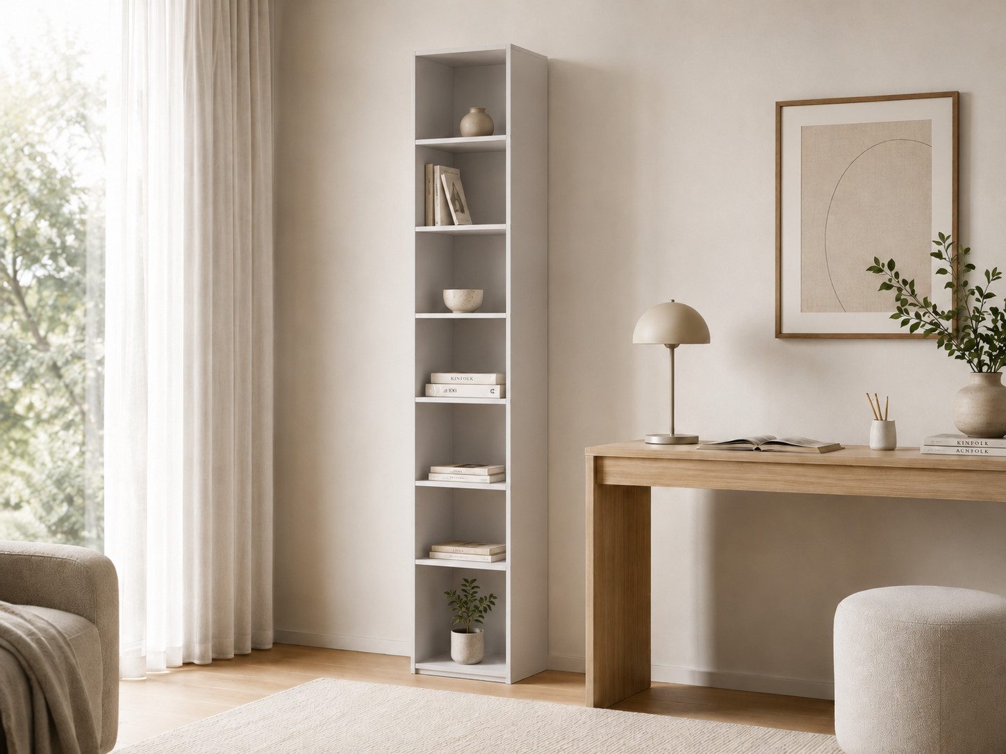 MOEBLO Regal Offenes Regal ELVORA, 200 cm hoch, mit 7 Ablageflächen, schmales Bücherregal für Jugendzimmer, Wohnzimmer und Homeoffice, …