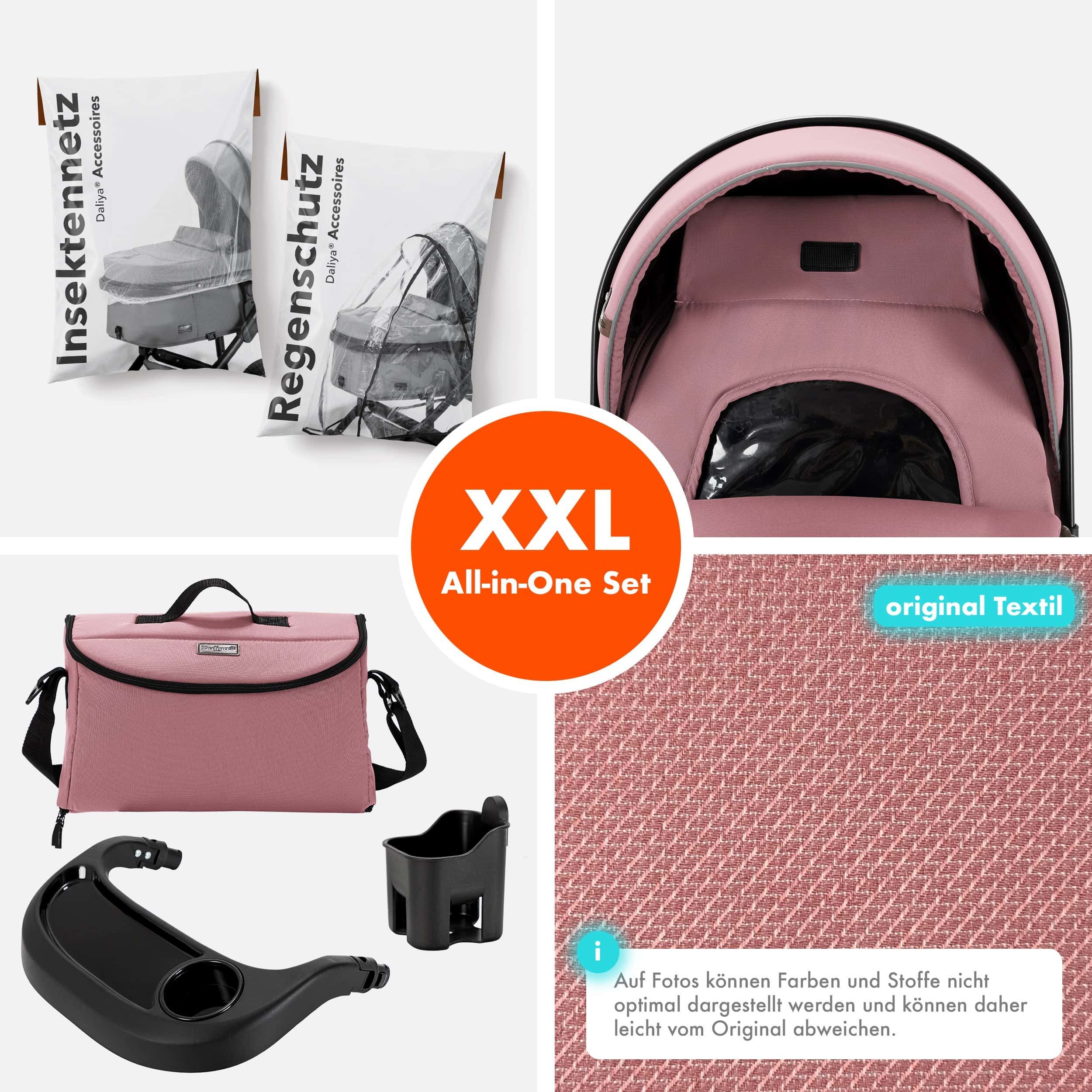 Daliya® Kombi-Kinderwagen FLEXI-PRO 2in1 Kinderwagen & Buggy, Reisekinderwagen, XXL Set, (10-tlg), modernes Design, Alu-Rahmen, Gummireifen, abnehmbare Gurte, UV 50+