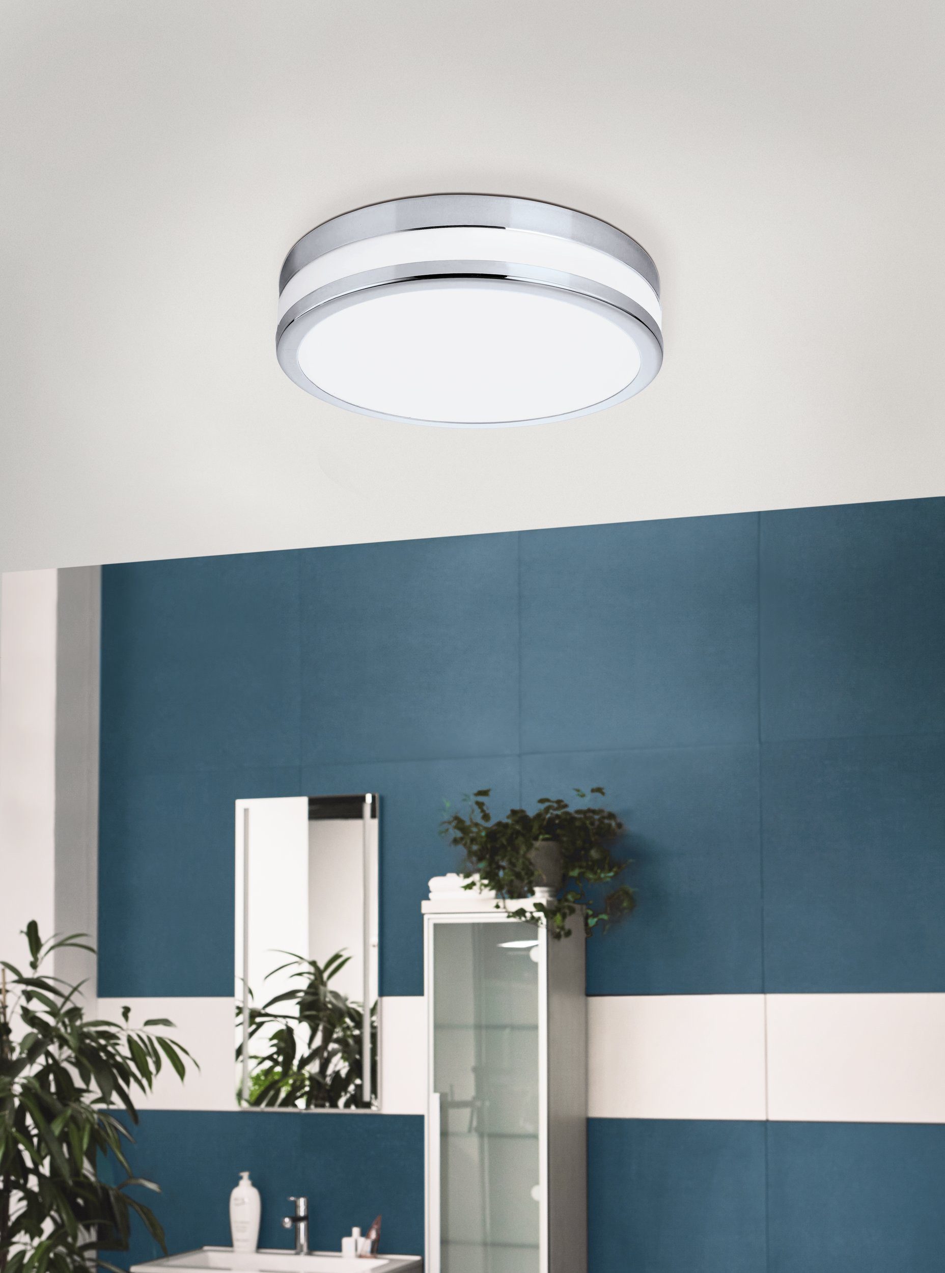 EGLO LED Deckenleuchte Led palermo, Leuchtmittel inklusive, Wand-/Deckenleuchte - H7,5 x Ø30 cm - chrom - 3X5,7W inkl.