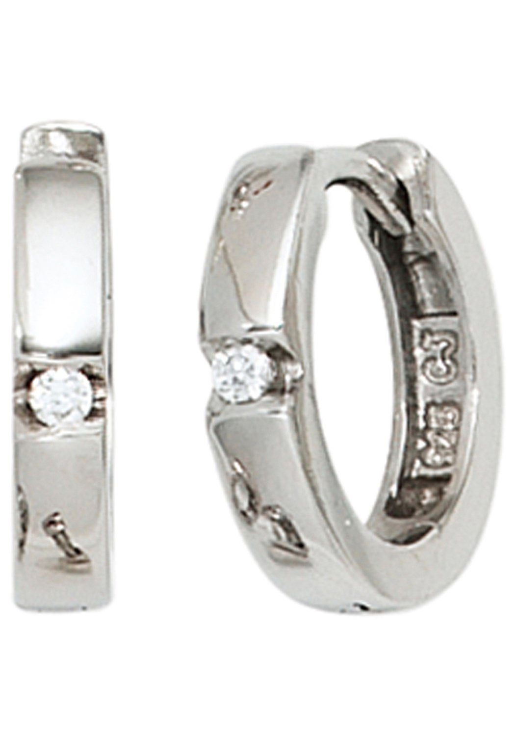 JOBO Paar Creolen, rund 925 Silber mit Z...