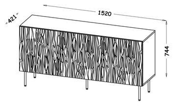 Domando Sideboard Sideboard Forli, Breite 152cm, aufwändig gefräste Fronten, hohe Füße