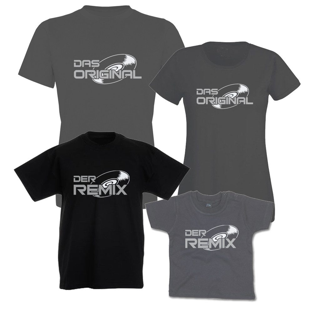 G-graphics T-Shirt Das Original & Der Remix (Familienset, Einzelteile zum selbst zusammenstellen) Kinder- & Erwachsenen-T-Shirt-Set mit Frontprint