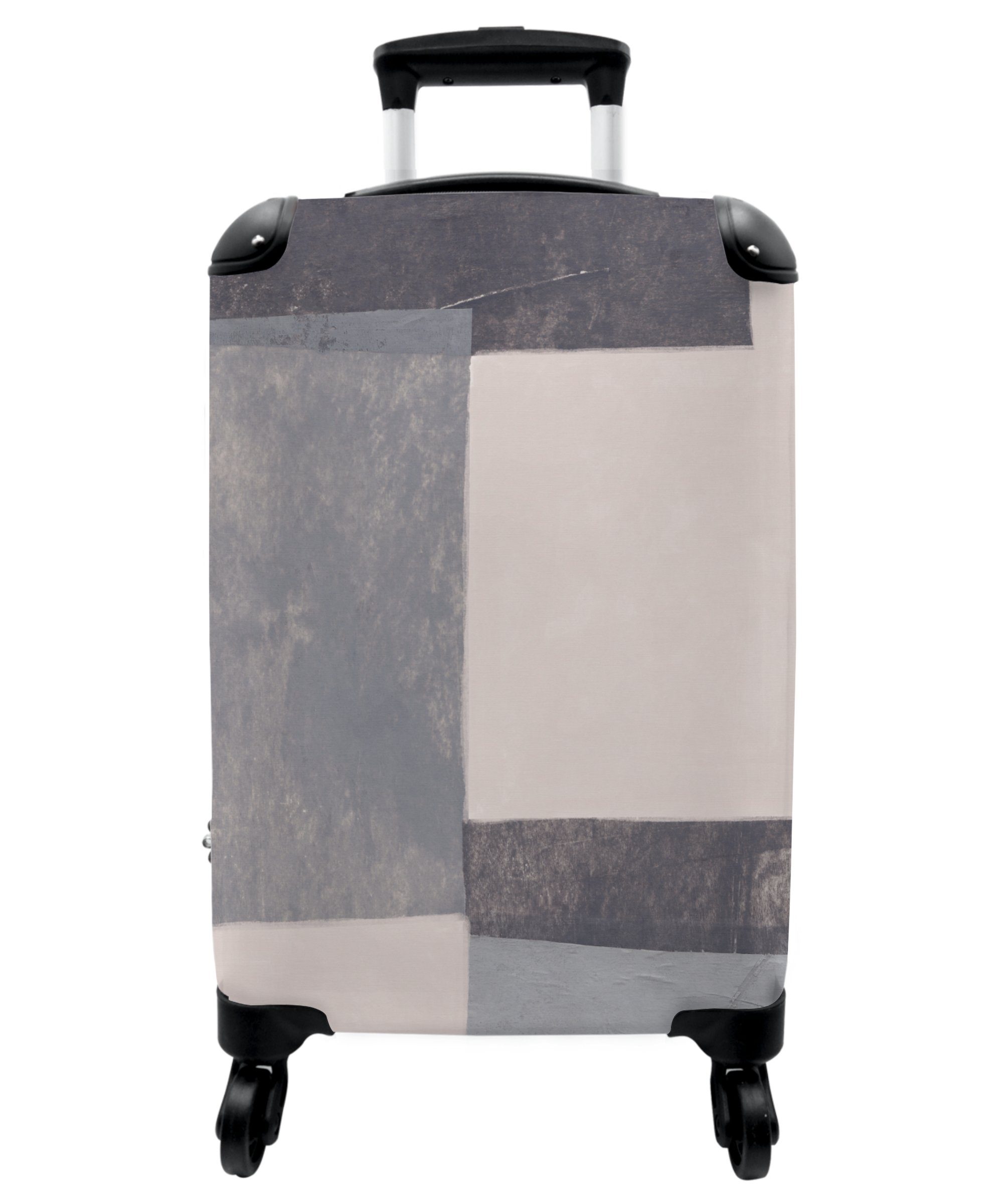 Handgepäck Formen Geometrie NoBoringSuitcases.com© Trolley Rollen Handgepäckkoffer mit Würfel, Rollen, 4 Cabin Rollkoffer Grau - - Reisekoffer - 4 - Kleine 55x35x20cm