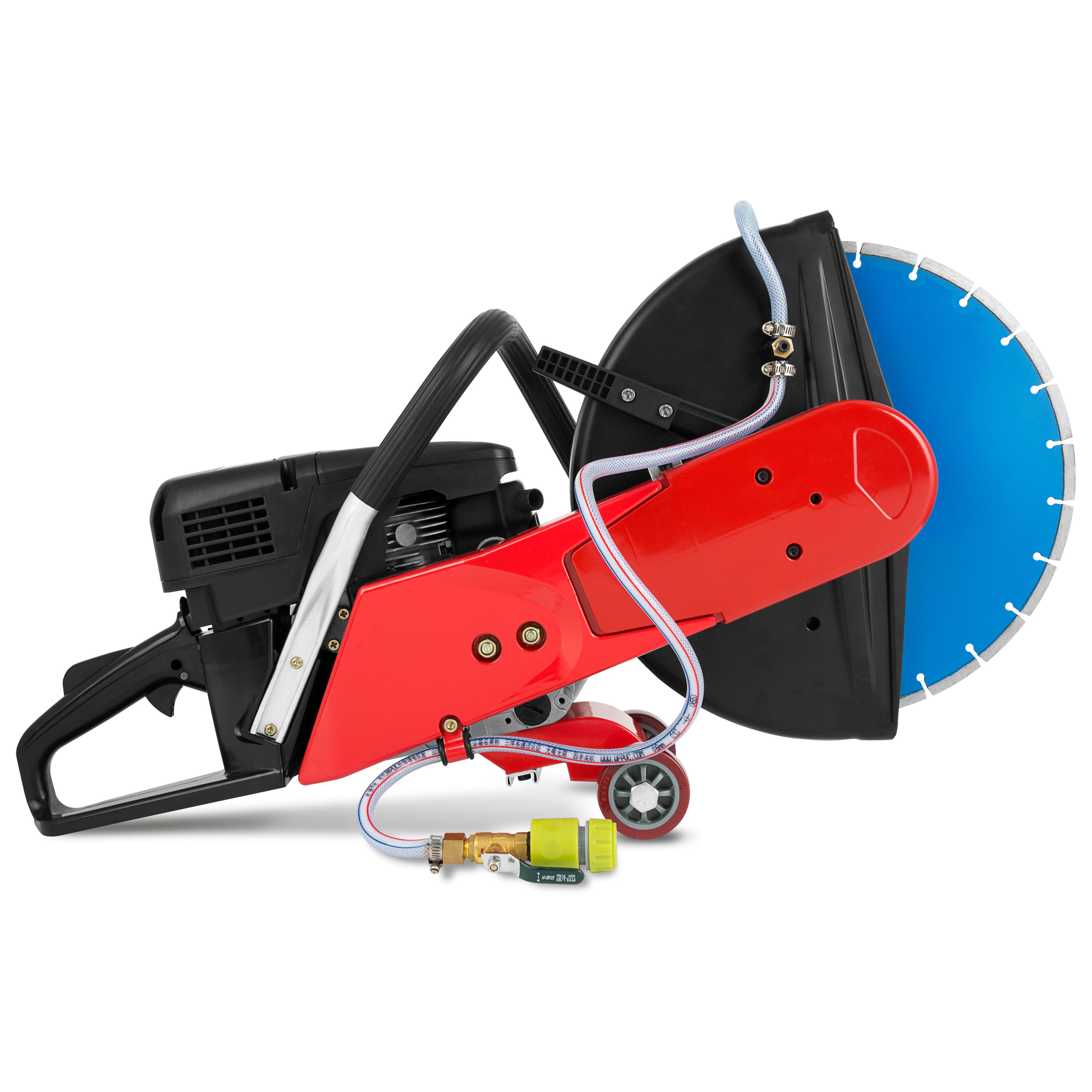 EBERTH Winkelschleifer Benzin Trennschleifer Motorflex für Nass- und Trockenschnitt, max. 9500 U/min, 350mm Trennscheibe,2-Takt Motor mit 3 kW,64,6 ccm Hubraum, 9500 U/Min.