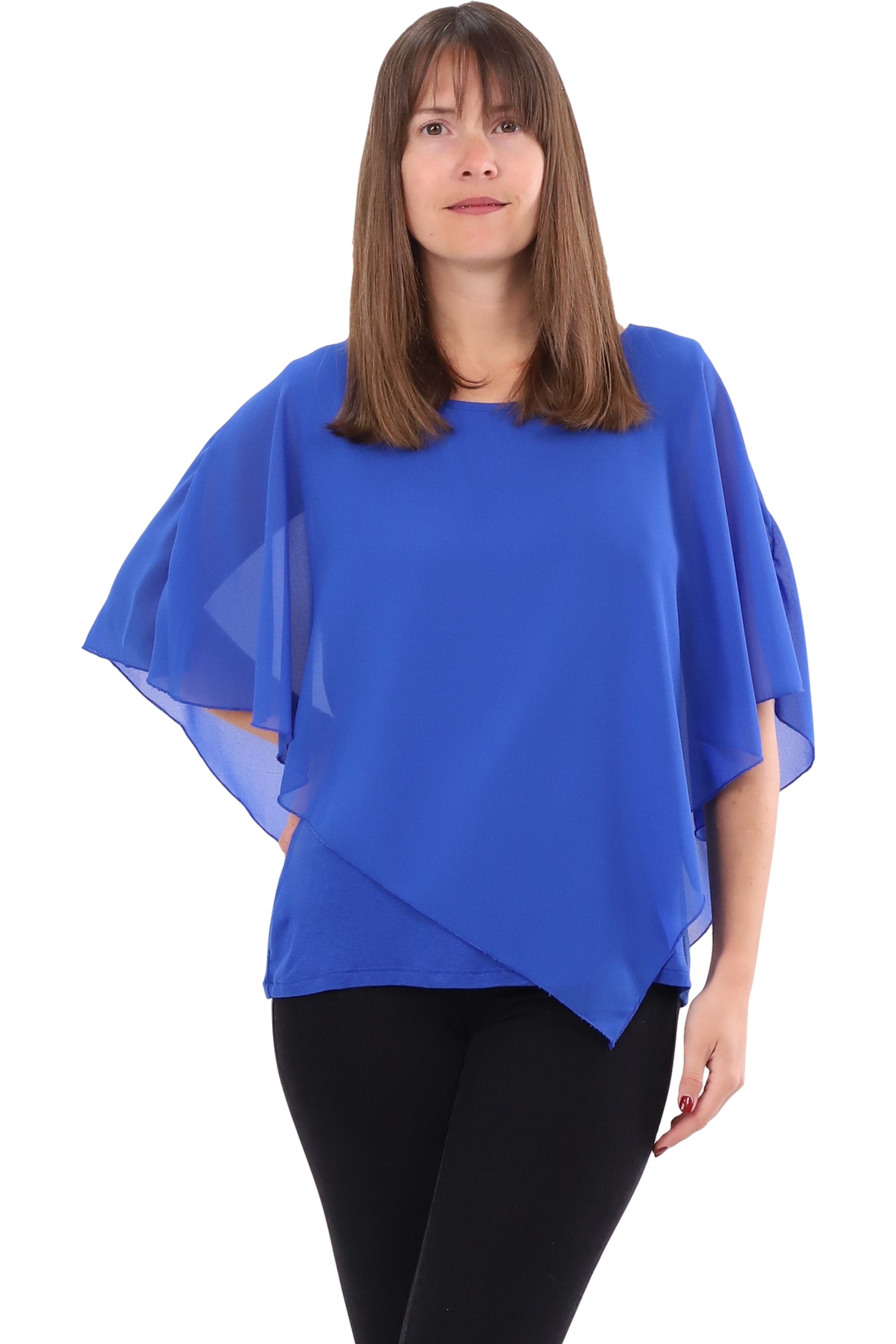 malito more than fashion Chiffonbluse malito Damen Chiffonbluse asymmetrisch 10732 Schlupfbluse Blusenshirt asymmetrisch geschnitten Einheitsgröße