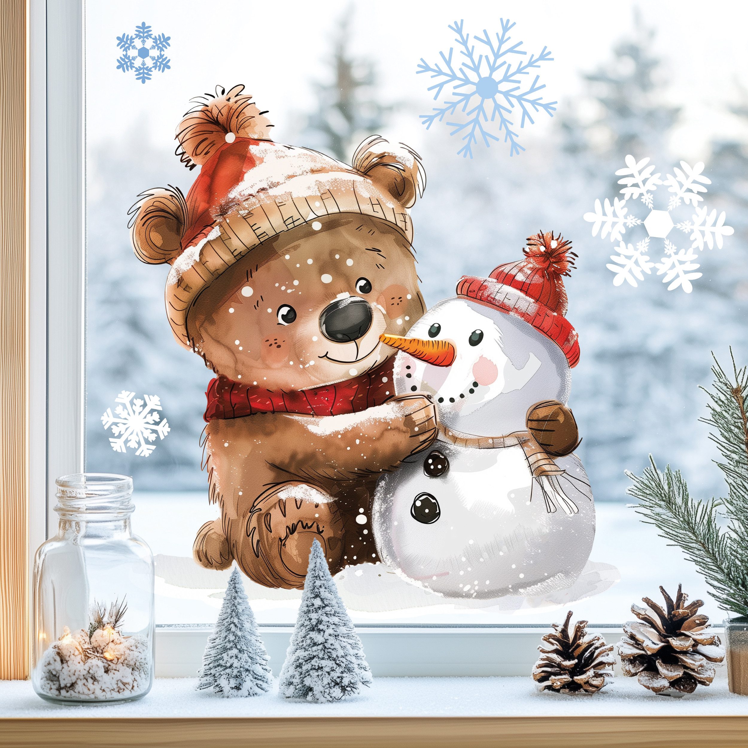 Sunnywall Fensterdekoration Kinderzimmer Fensterbild Winter, wiederverwendb günstig online kaufen