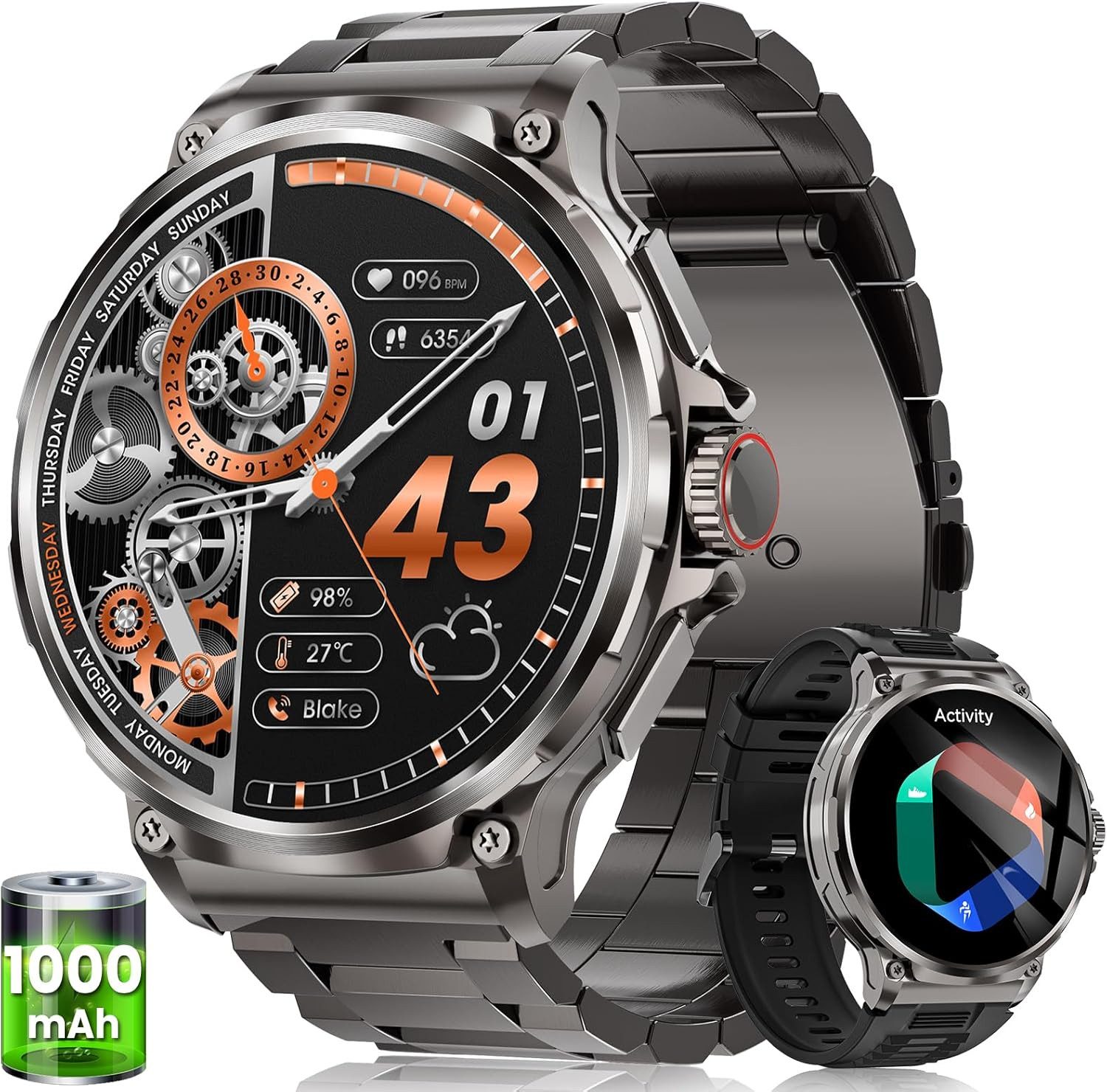 NAIXUES V69 Smartwatch (4,8 cm, Andriod ios), MILITARY SMARTWATCH