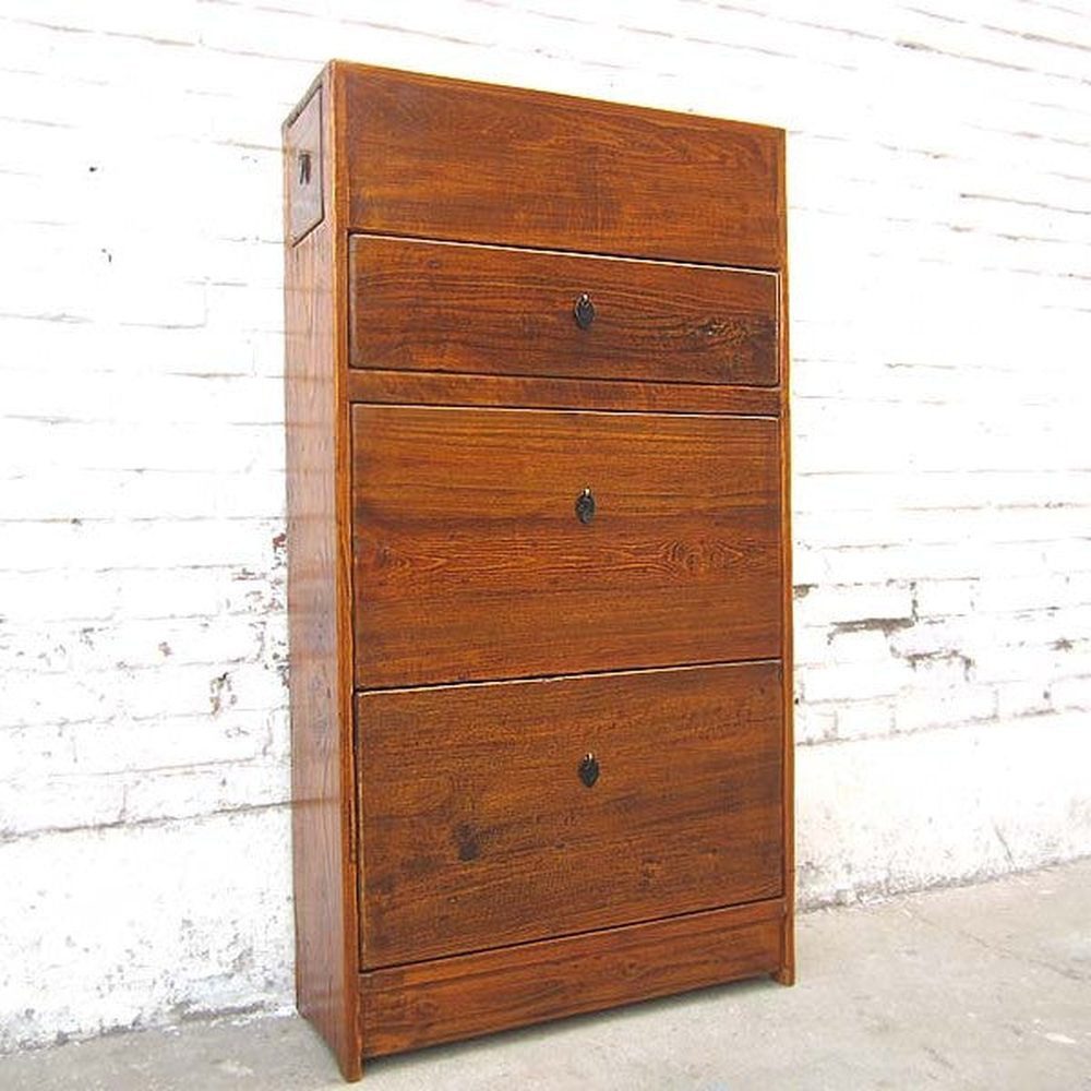 Luxury-Park-Direct Kommode China dunkelbraune Flurkommode Schuhschrank vintage Holz seitliche Sch