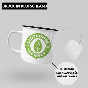 Trendation Thermotasse Trendation - Veganer Geschenk Lustige Emaille Tasse Vegetarier Geschenkidee Emaille Tasse Lustig für Geschenkset und Geschenkbox