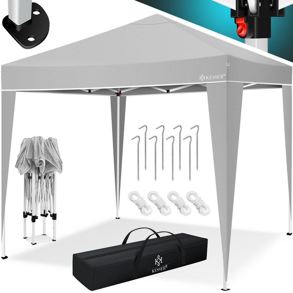 KESSER Pavillon, Gartenzelt 3x3m wasserdicht Festzelt Partyzelt inkl Tasche Pop-Up Klicksystem UV-Schutz 50+ Faltpavillon Metall-Verstrebungen