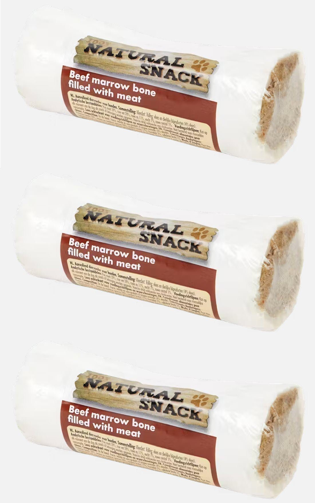 Kauspielzeug 3 Stück Natural Snack Markknochen gefüllt 230 g für Hunde
