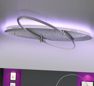 Lewima Deckenleuchte Orbit, XXXL 100cm Sternenhimmel Deckenlampe mit RGB Farbwechsel oval, LED für Hauptbeleuchtung in Warmweiß, Unterbeleuchtung der Decke in Kaltweiß, mit Fernbedienung und Stufenschaltung