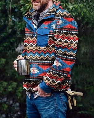 KIKI Sweatblazer Jacke Sweatshirt Warmer Vintage Herren Pullover mit Taschen, Größe XL