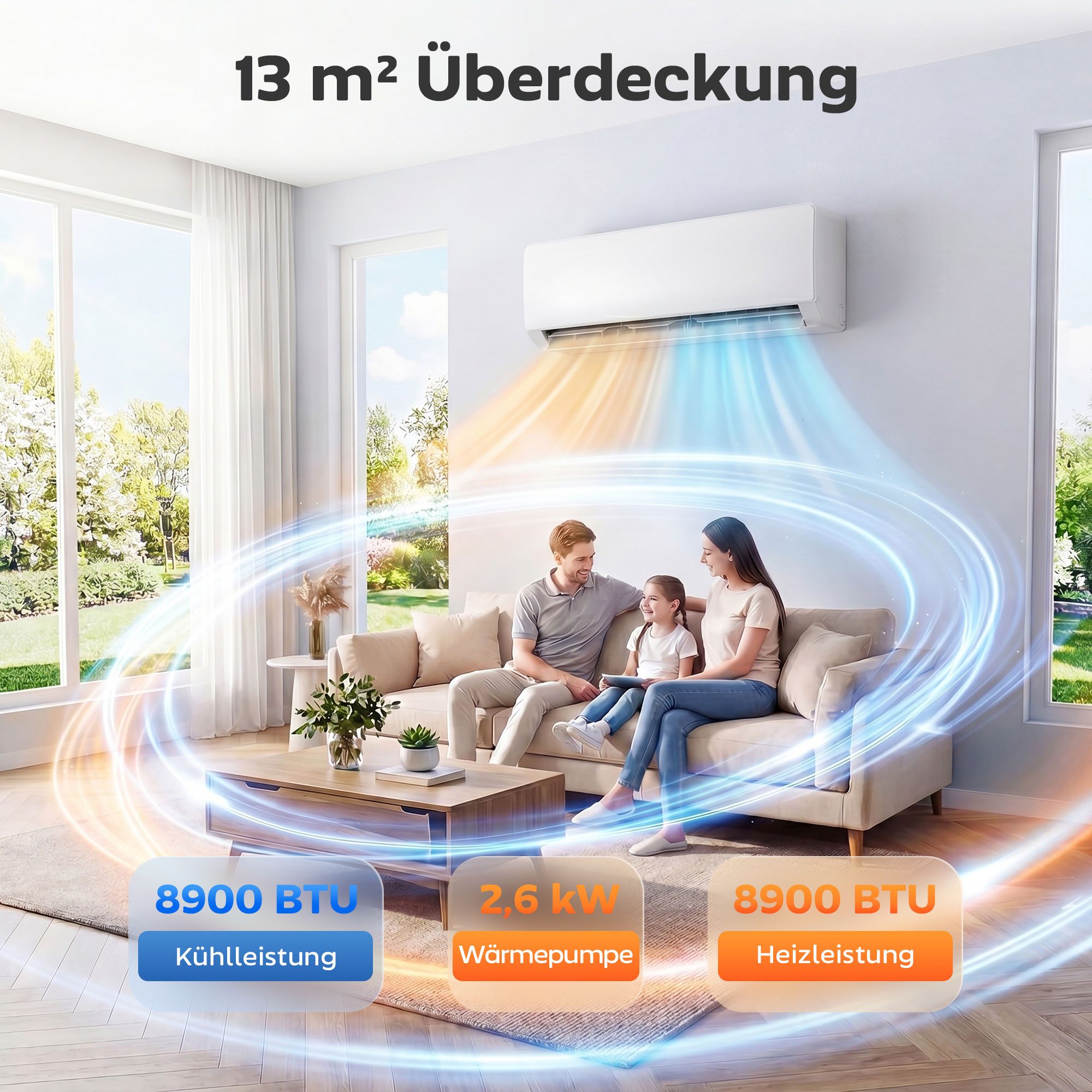 HOMCOM Split-Klimagerät Inverter Klimageräte Set, Mit Inverter und Heizfunktion