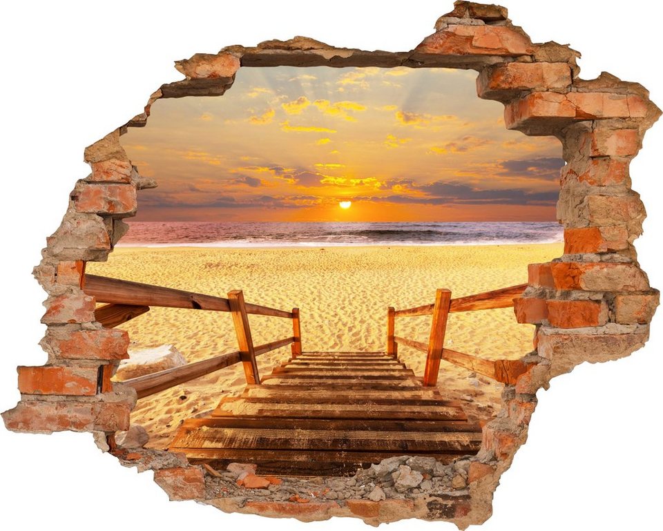Ehrfürchtig Wandtattoo 3d Obi 3D Wandtattoo Stairs on the beach selbstklebend