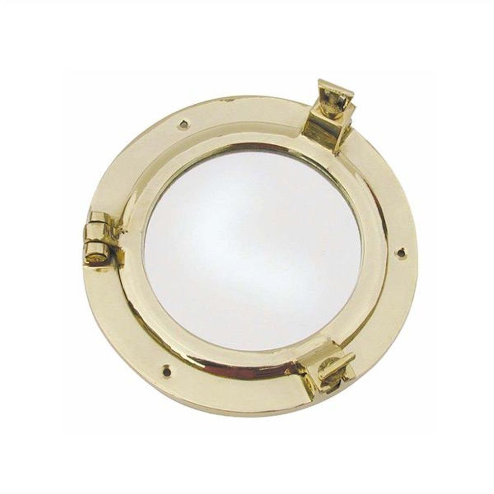 Linoows Dekoobjekt Bullauge mit Spiegel, Bullaugenspiegel, Messing Ø 14 cm (1x), klappbar