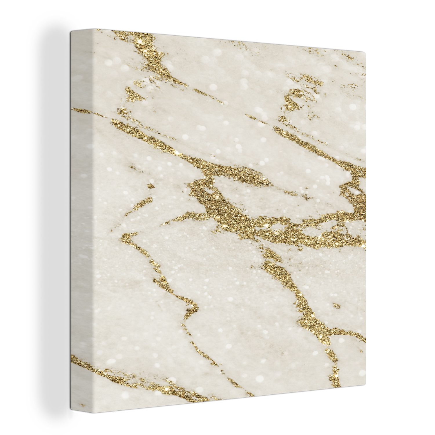 OneMillionCanvasses® Leinwandbild Marmor - Beige - Gold, (1 St), Leinwand Bilder für Wohnzimmer Schlafzimmer | Leinwandbilder