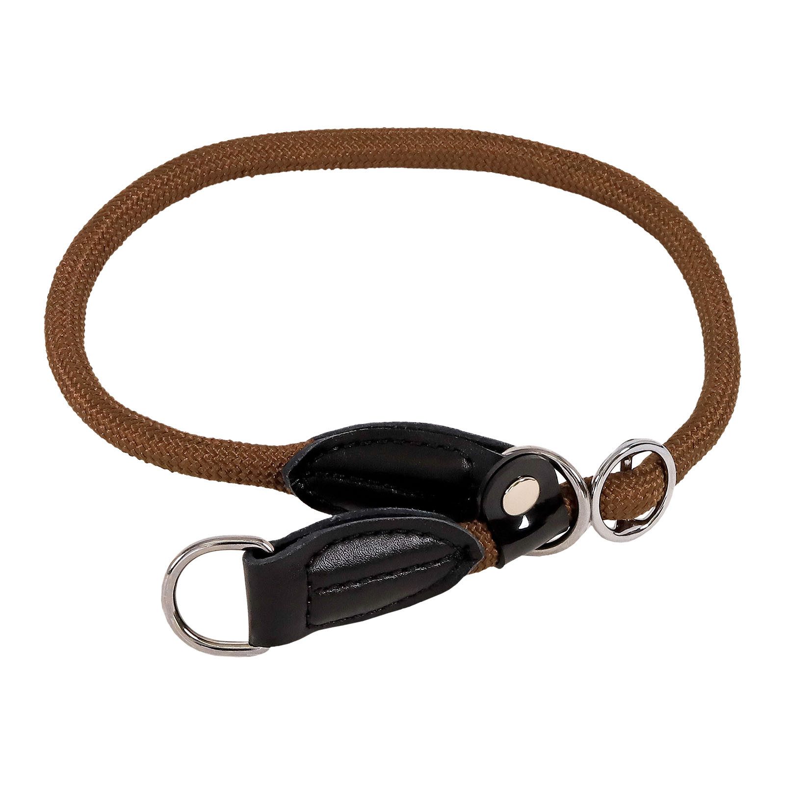 lionto Hunde-Halsband Hundehalsband mit Zugstopp, Retrieverhalsband, Nylon, 60 cm, dunkelbraun