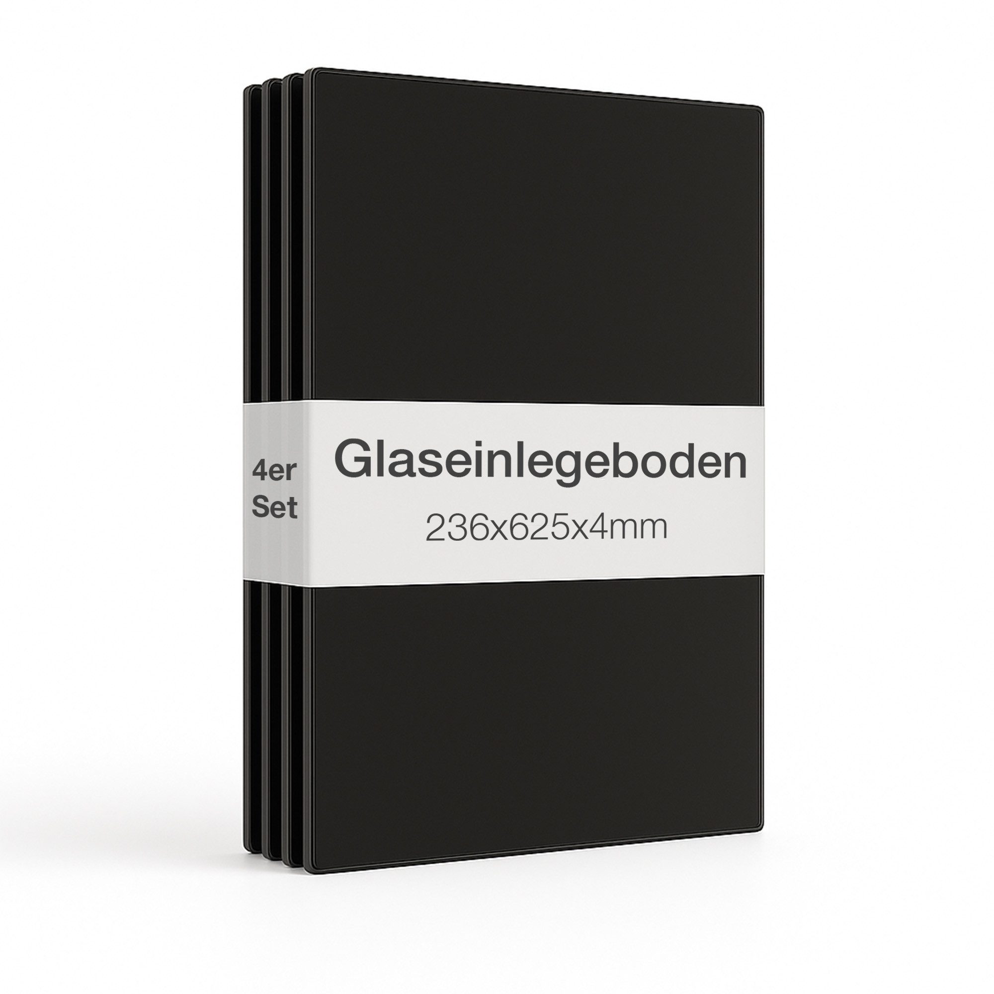 K-Möbel Glasvitrine Glasboden Standvitrine 2-türig 4er Set (4-St) Inkl Bodenträger & Abdeckkappen