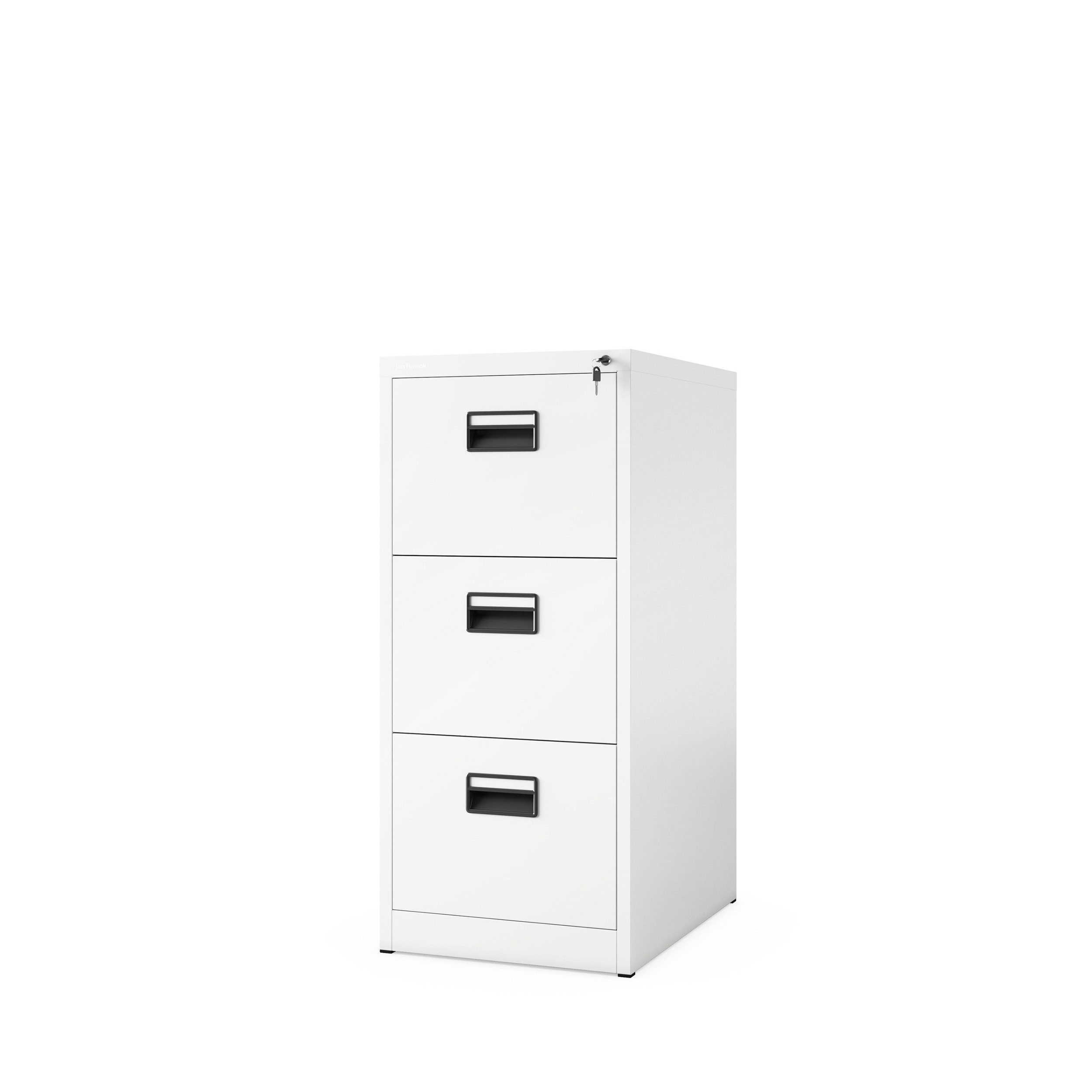 Jan Nowak Aktenschrank Metall Aktenschrank 3 Schubladen SARA V3 46 x 102 x 62 cm Stahl (Stahl 0,6 mm Kugellagerschienen Wandmontage möglich 102 cm) Büroschrank abschließbar Schloss 2 Schlüssel robust Weiß PZH