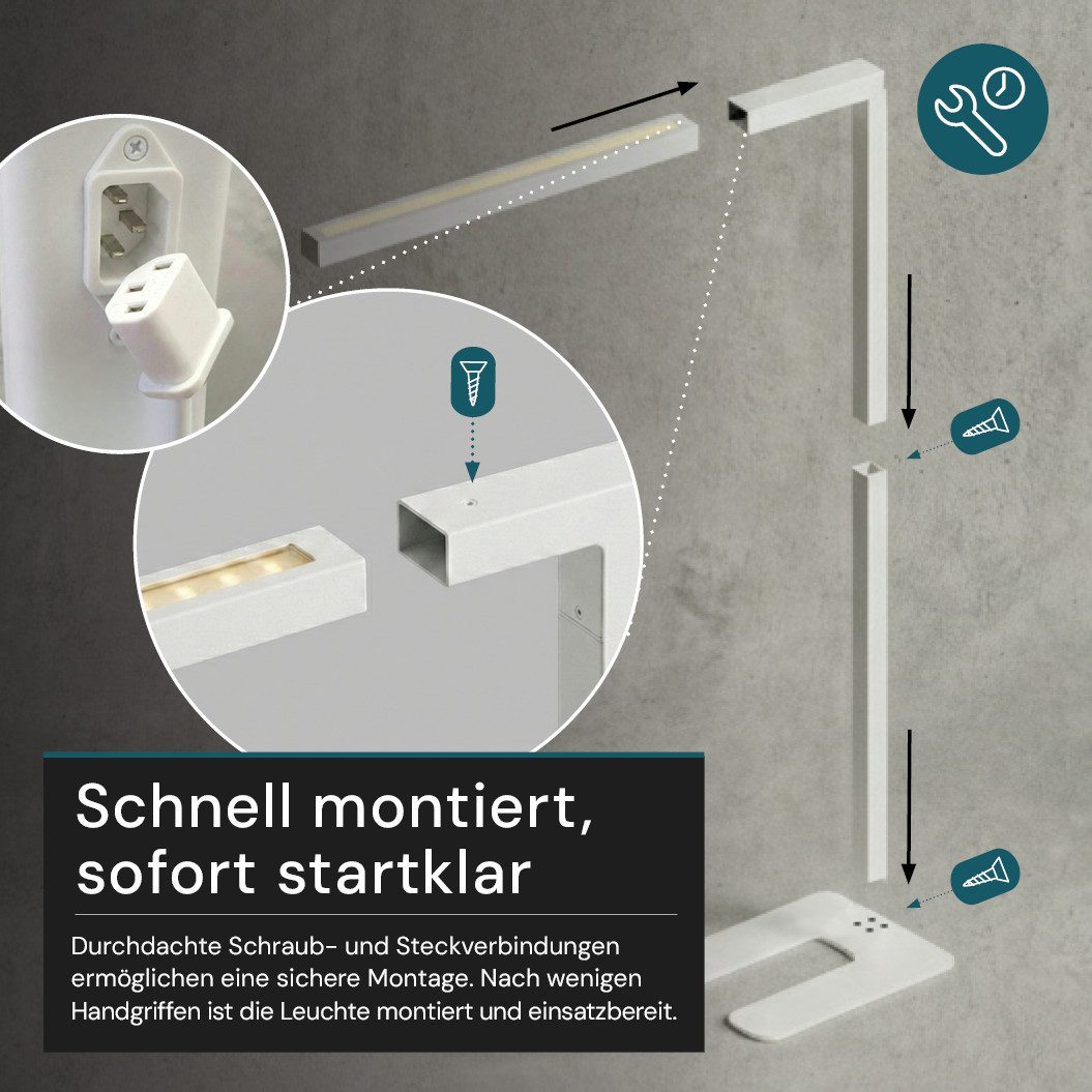 LUXULA LED Stehlampe LUXULA LED Stehleuchte 45 W 4000 K Neutralweiß Weiß, Neutralweiß – Bild 5 von 5