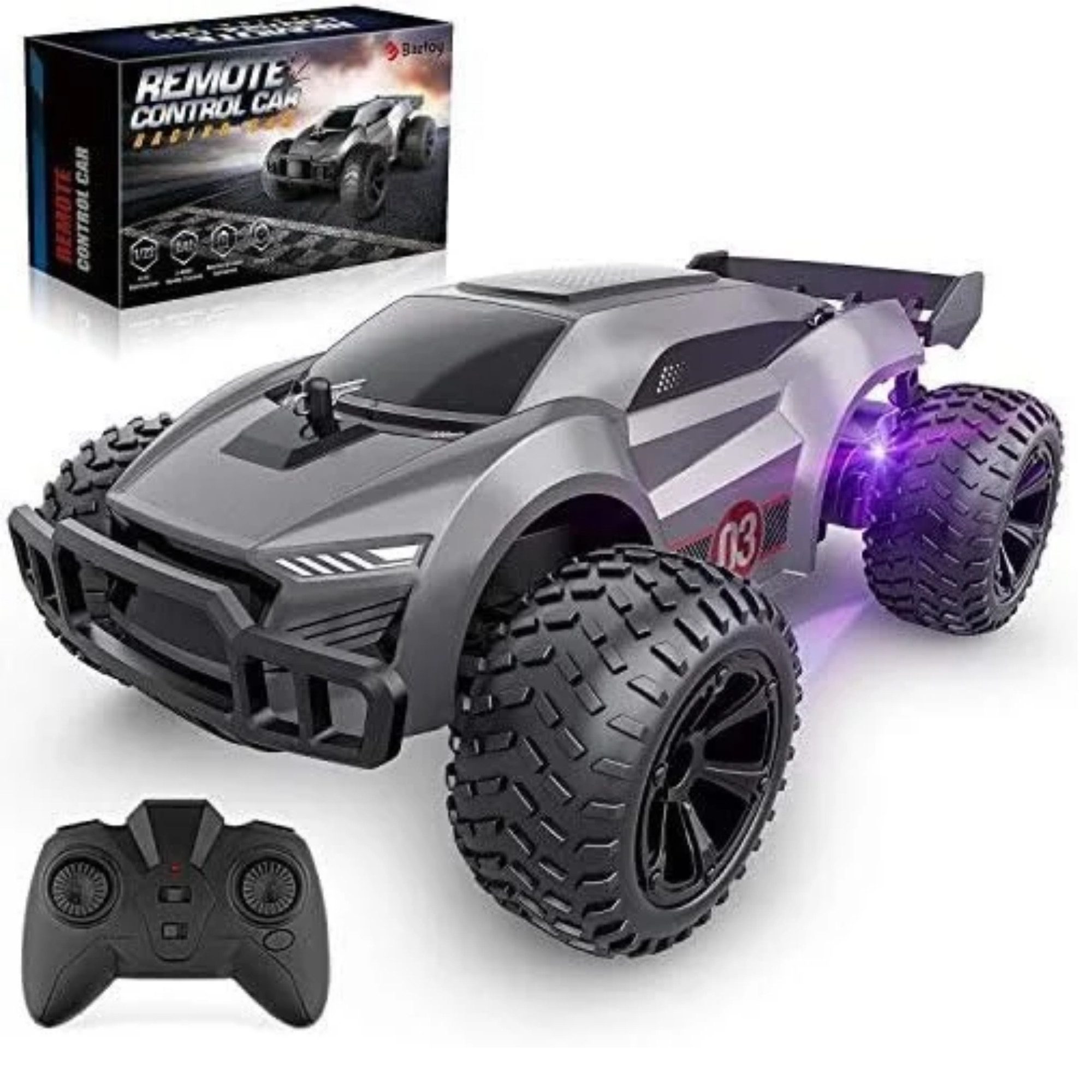 Vivitar RC-Auto Offroad 2,4 GHz Ferngesteuertes Auto bis 15 km/h, RC Geländewagen (1000mAh Akku, bis 60 Minuten Fahrzeit, LED Beleuchtung, All Terrain, RC Rennwagen mit rutschfesten Gummireifen, Fernsteuerung bis 40 m), stoßfester RC Truck für Gras Sand Kies Beton und Gelände