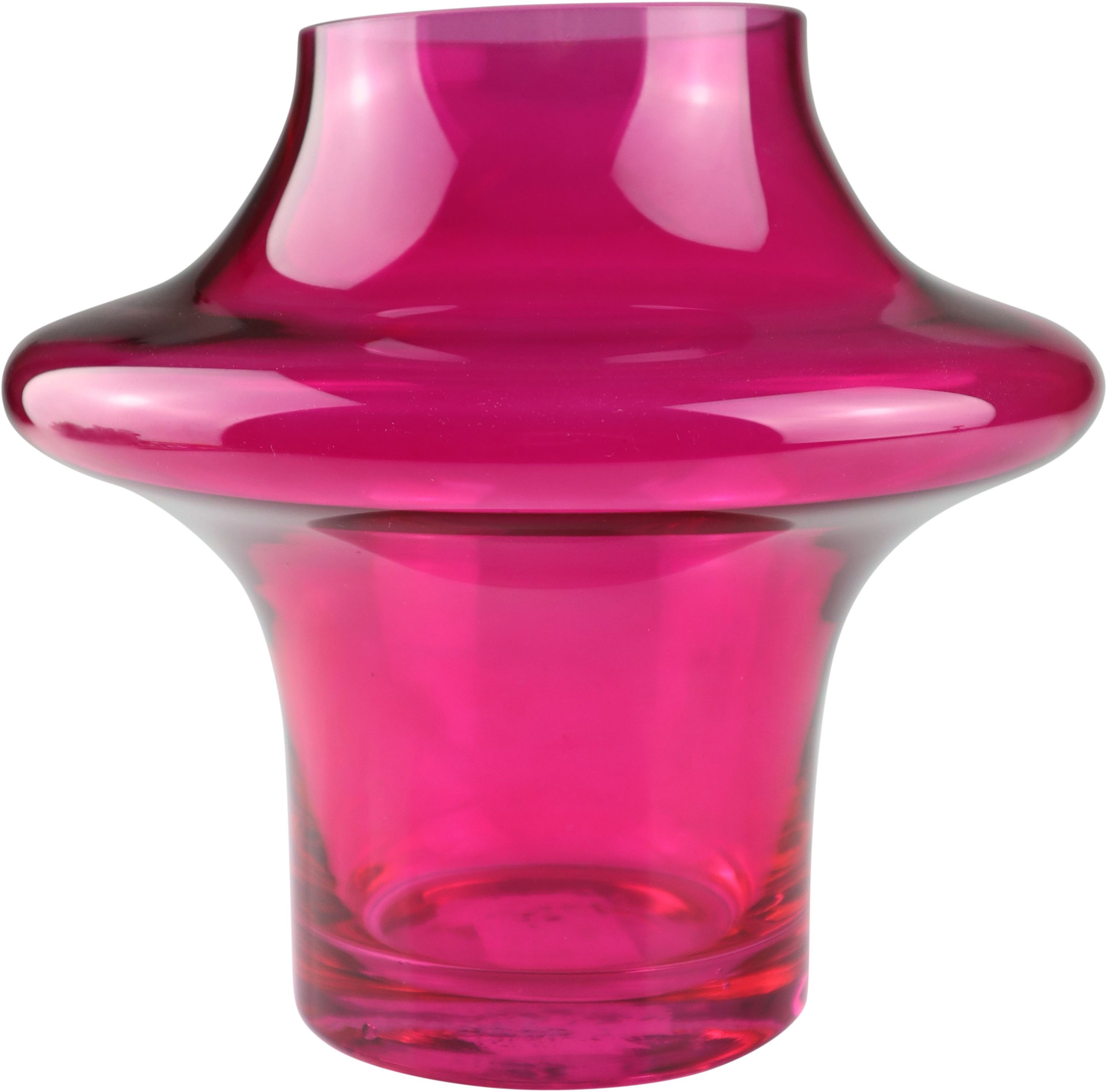 Dekovase Klassische, runde Vase aus pinkfarbenem Glas