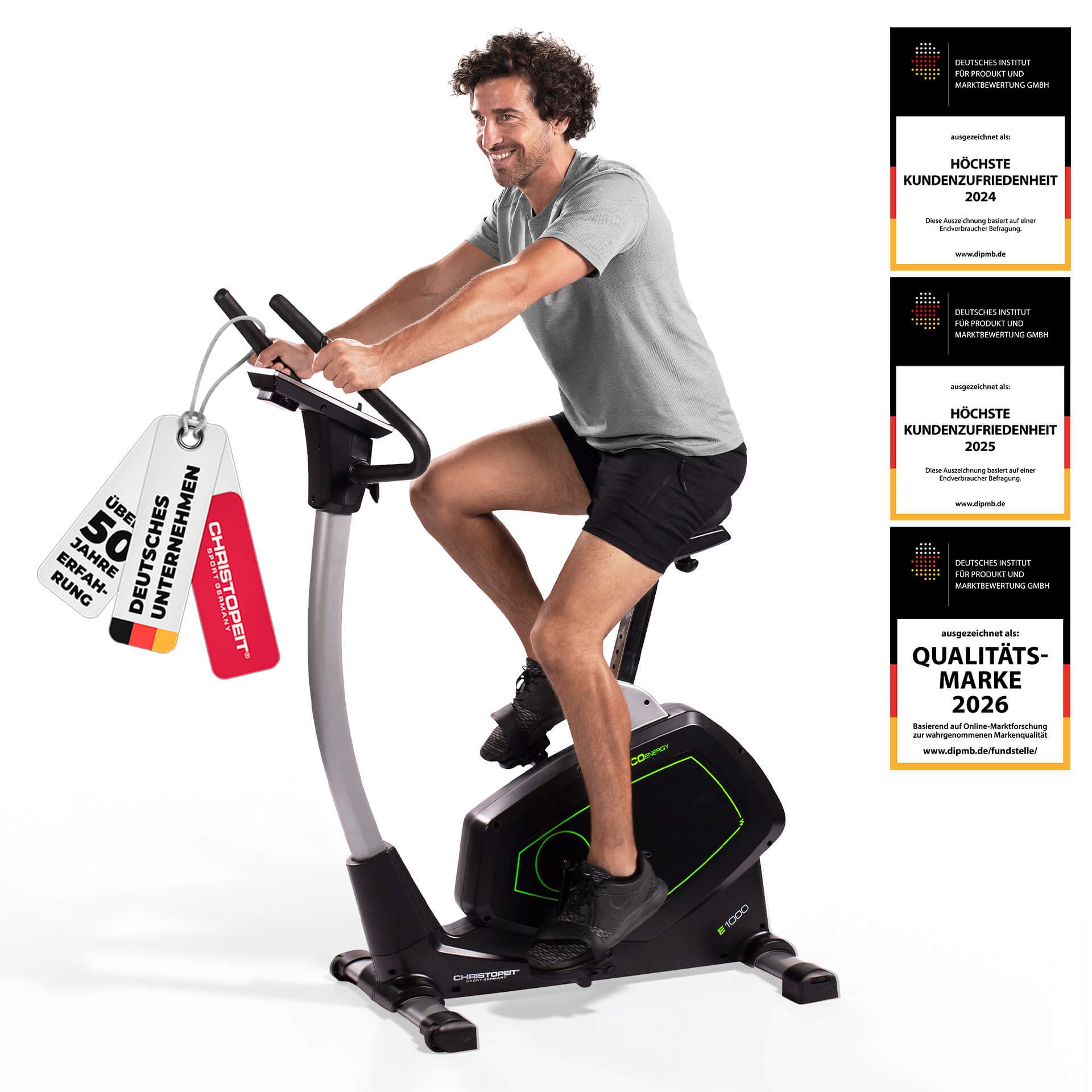 Christopeit Sport® Ergometer Eco 1000 (mit Tablet-Halterung), 150 kg max. Benutzergewicht, Fahrrad, 24 Widerstandsstufen
