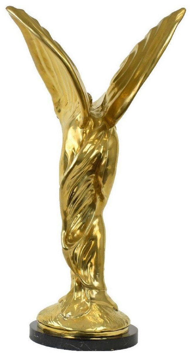 Casa Padrino Dekofigur Luxus Bronze - x Skulptur Gold x Flügeln Marmorsockel Luxus - 71 114 mit cm Spirit Ecstasy / 53 Frau of Schwarz H. Edle mit Deko Accessoires Bronzefigur
