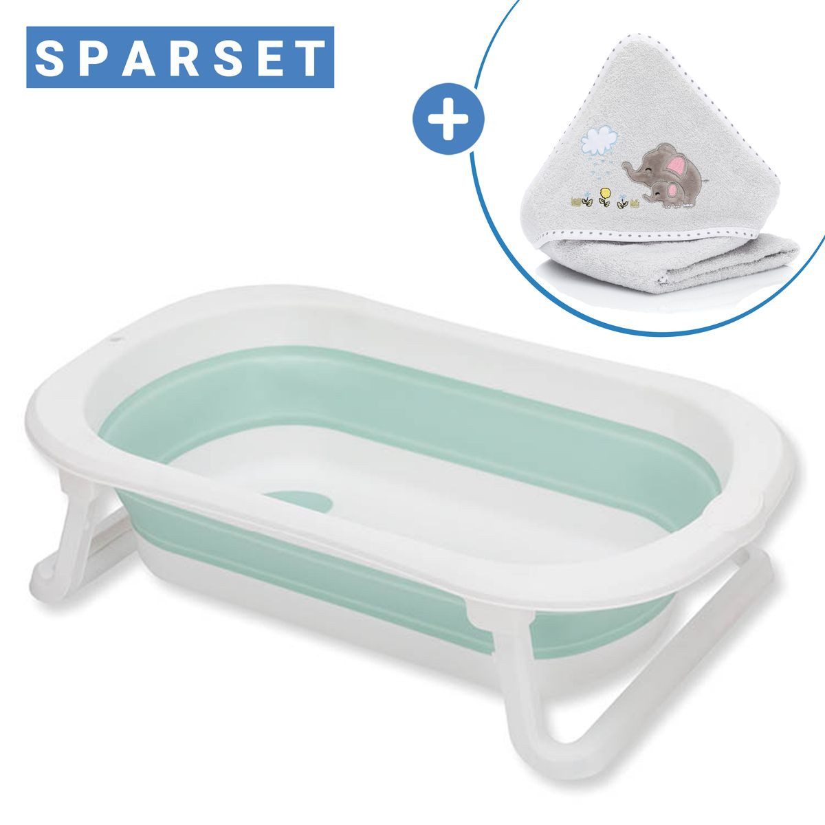 Babybadewanne Orka - Salbei Weiß