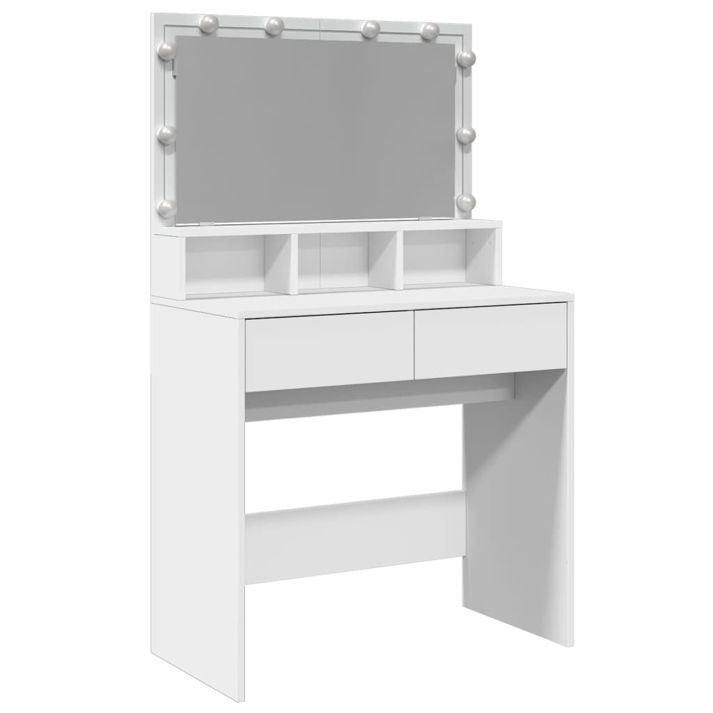 Schminktisch Schminktisch mit LED-Beleuchtung Weiß 80x41x134,5 cm