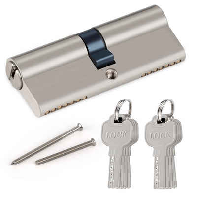 Homewit Schließzylinder 80mm doppelt offener Schließzylinder aus Zinklegierung alloy, (Set, 1-St., inkl. 8 Schlüssel), mit 8 Stück Schlüssel + 2 Stück Befestigungsschrauben