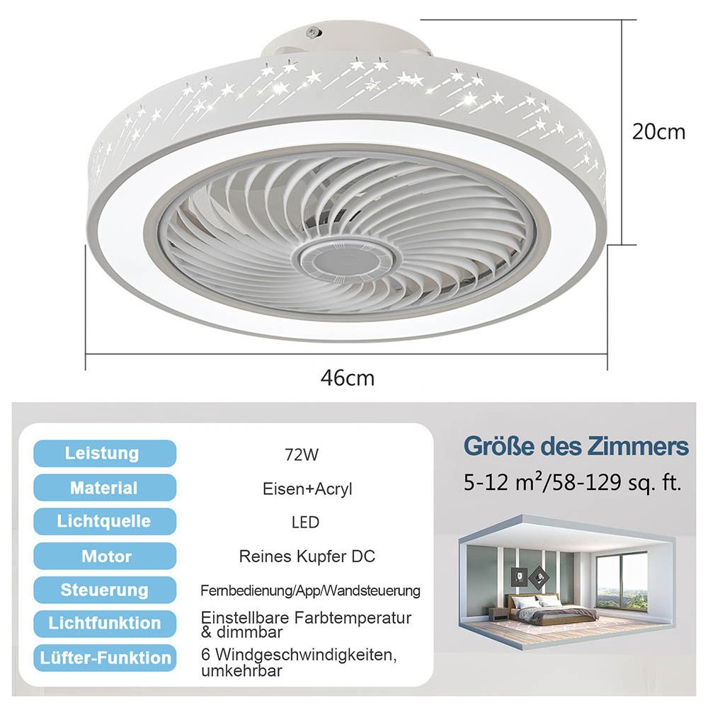 Lapamax Deckenventilator Dimmbar Smart Deckenventilator mit günstig online kaufen